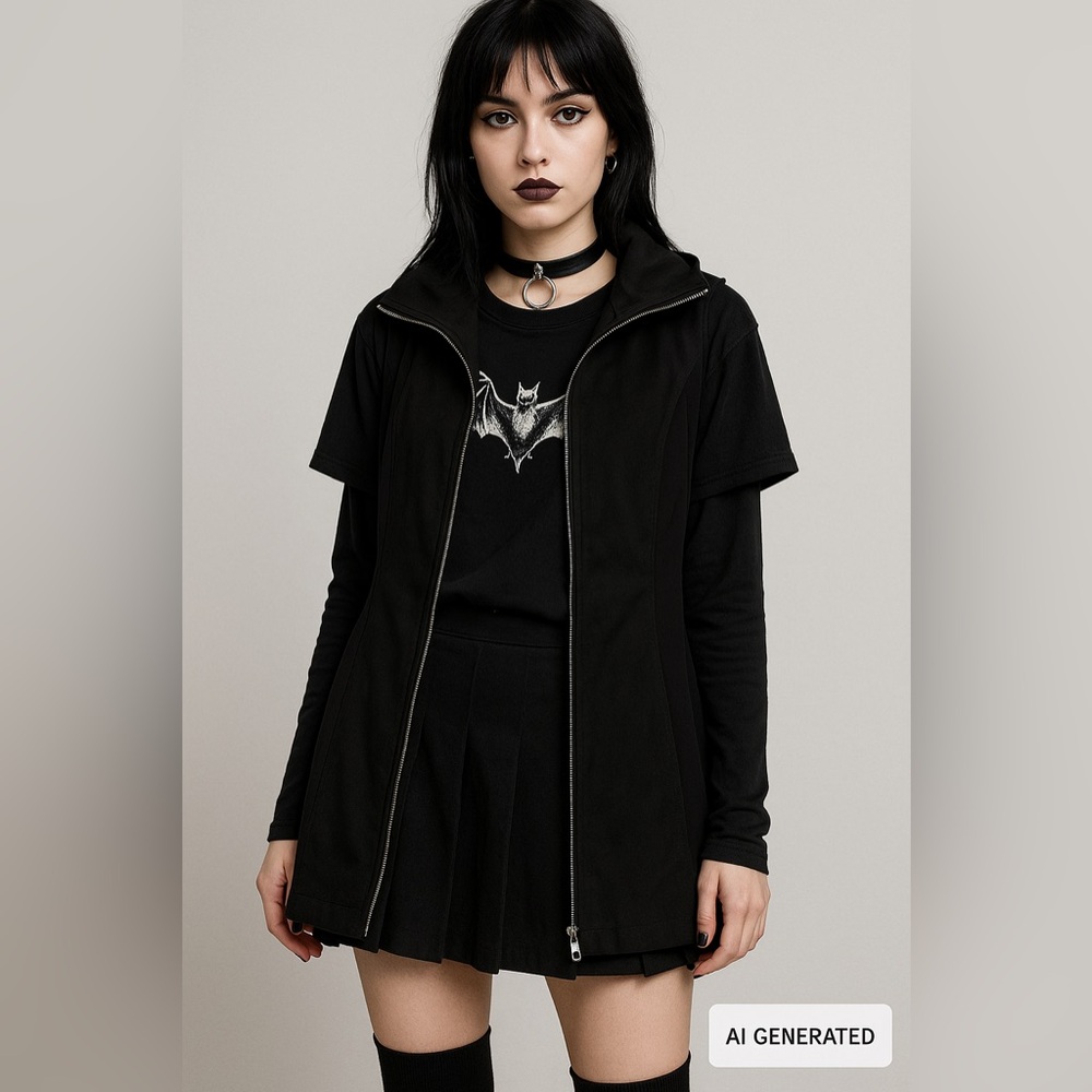 For Cynthia Black Zip Front Sleeveless Vest Medium M Women’s Jacket Top Layer